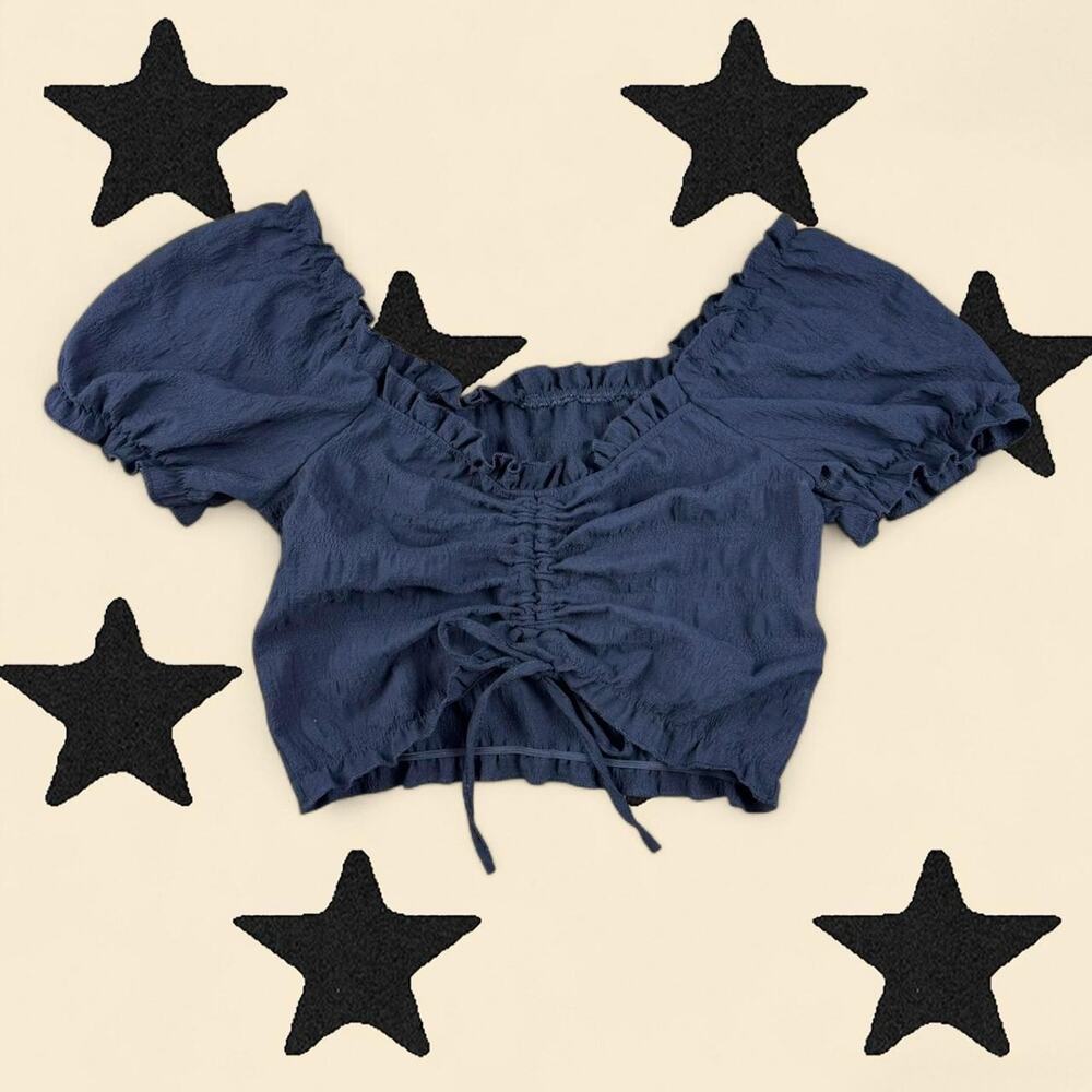 ★ Black Ruched Crop Top – Coquette Bralette ★